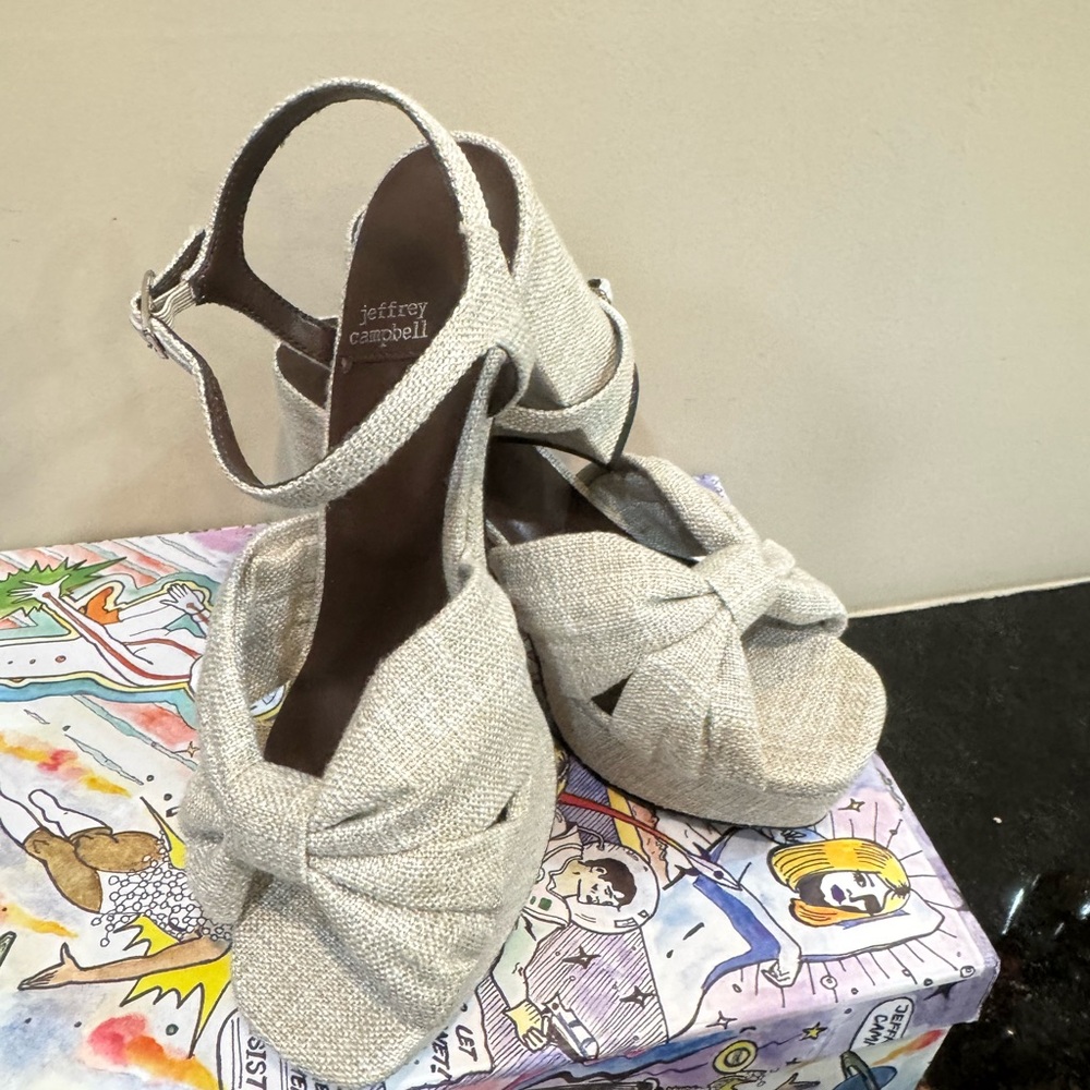 Jeffrey Campbell Textured Cream Platform Heels